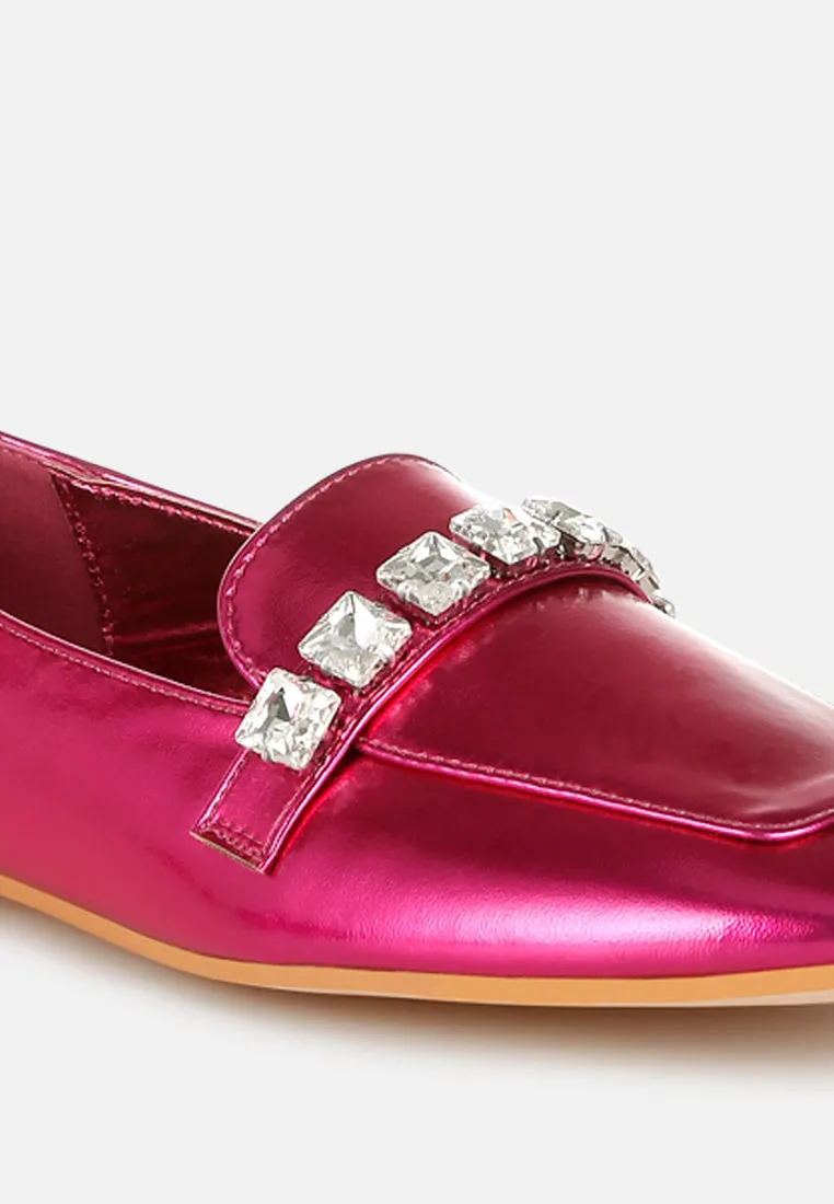 Diamante Strap Metallic Loafers By RAG