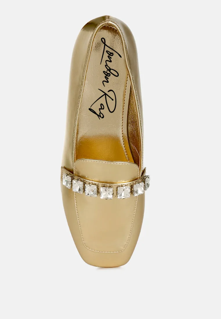 Diamante Strap Metallic Loafers By RAG