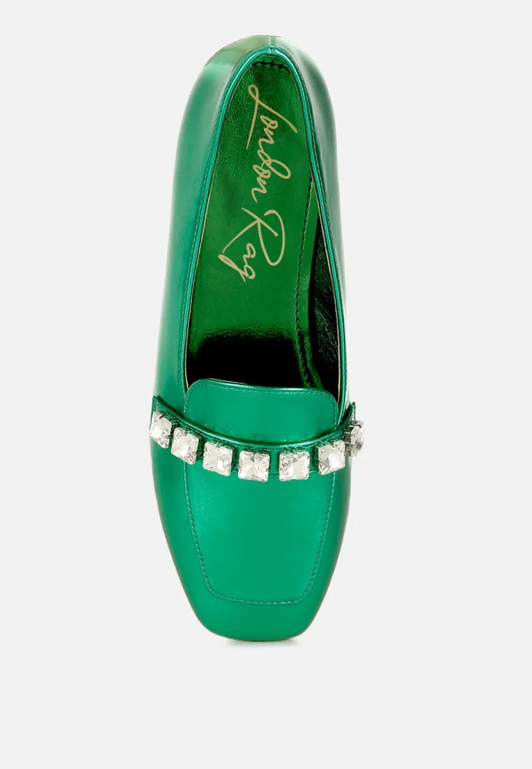 Diamante Strap Metallic Loafers By RAG