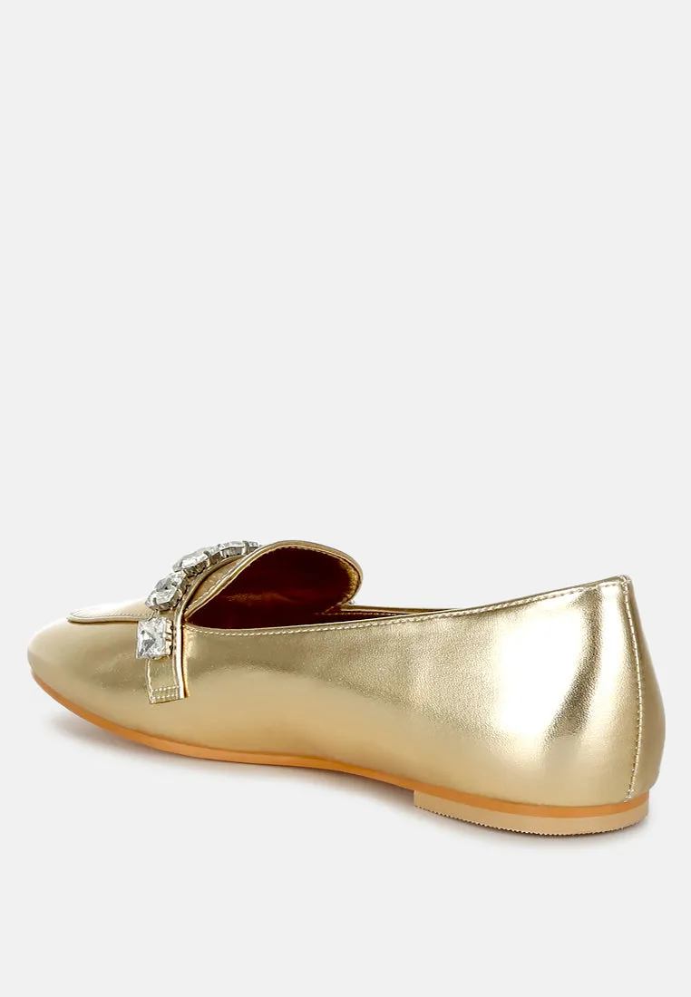 Diamante Strap Metallic Loafers By RAG