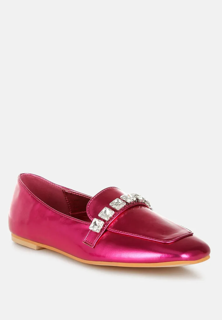 Diamante Strap Metallic Loafers By RAG