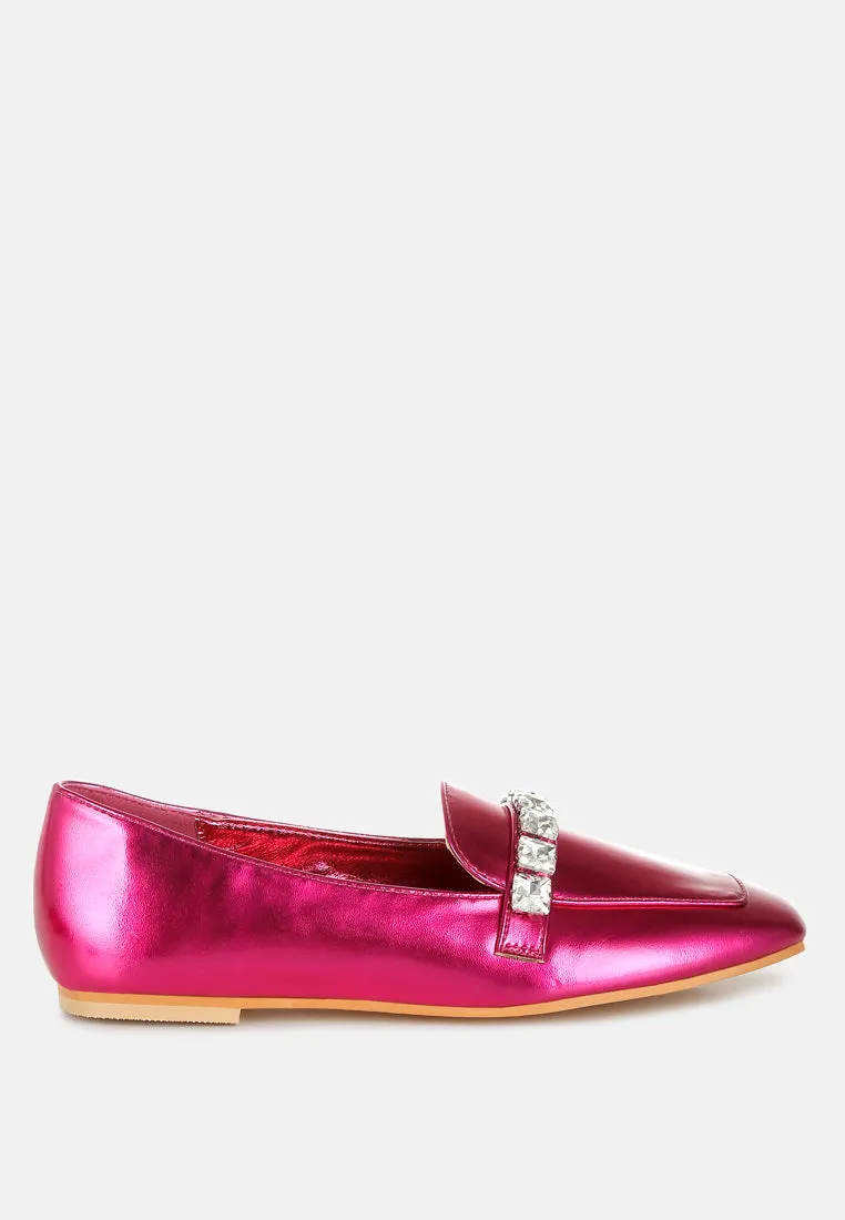 Diamante Strap Metallic Loafers By RAG