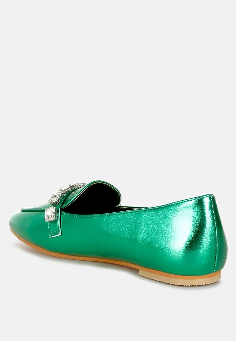 Diamante Strap Metallic Loafers By RAG