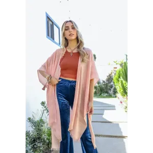 Diamond Embroidered Frayed Edge Kimono