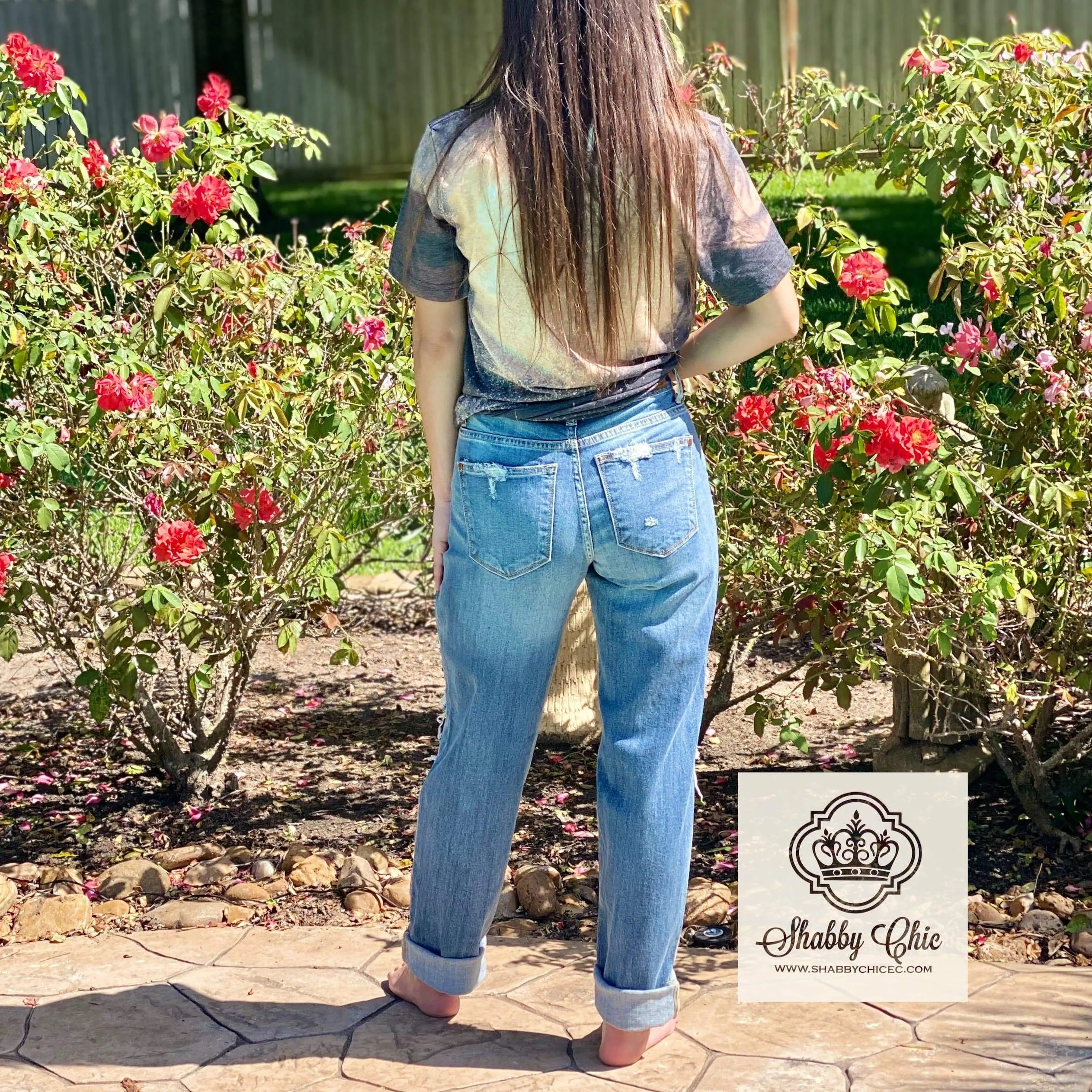 Distressed Light Wash Boyfriend Cut Jeans