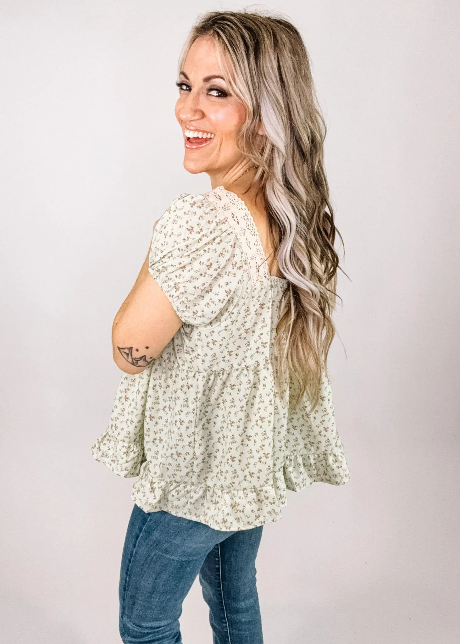Ditsy Floral Tiered Babydoll Top