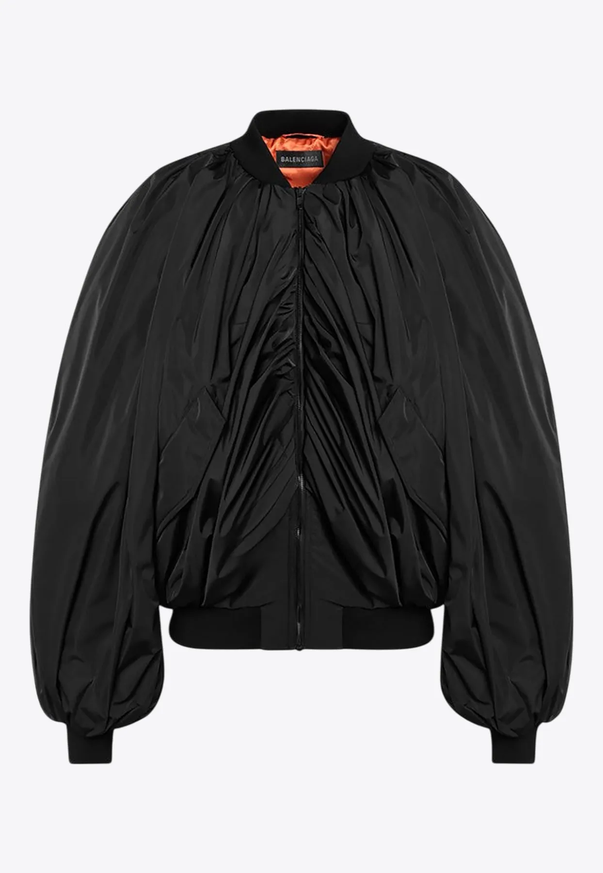 Draped Zip-Up Bomber Jacket
