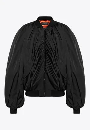 Draped Zip-Up Bomber Jacket