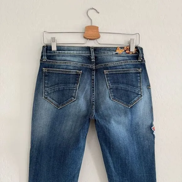 Driftwood Embroidered Floral Marilyn Distressed Skinny Jeans