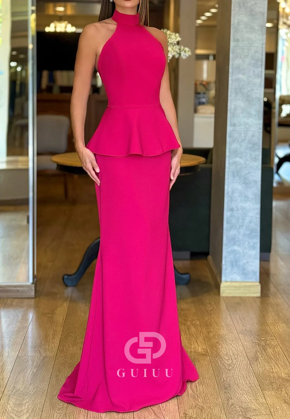 Elegant Halter Sleeveless Backless Floor-Length Mother of the Bride Dress