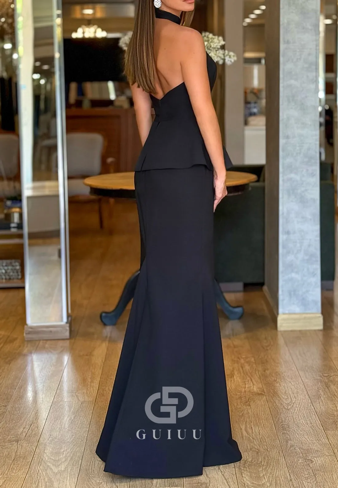 Elegant Halter Sleeveless Backless Floor-Length Mother of the Bride Dress