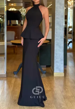 Elegant Halter Sleeveless Backless Floor-Length Mother of the Bride Dress