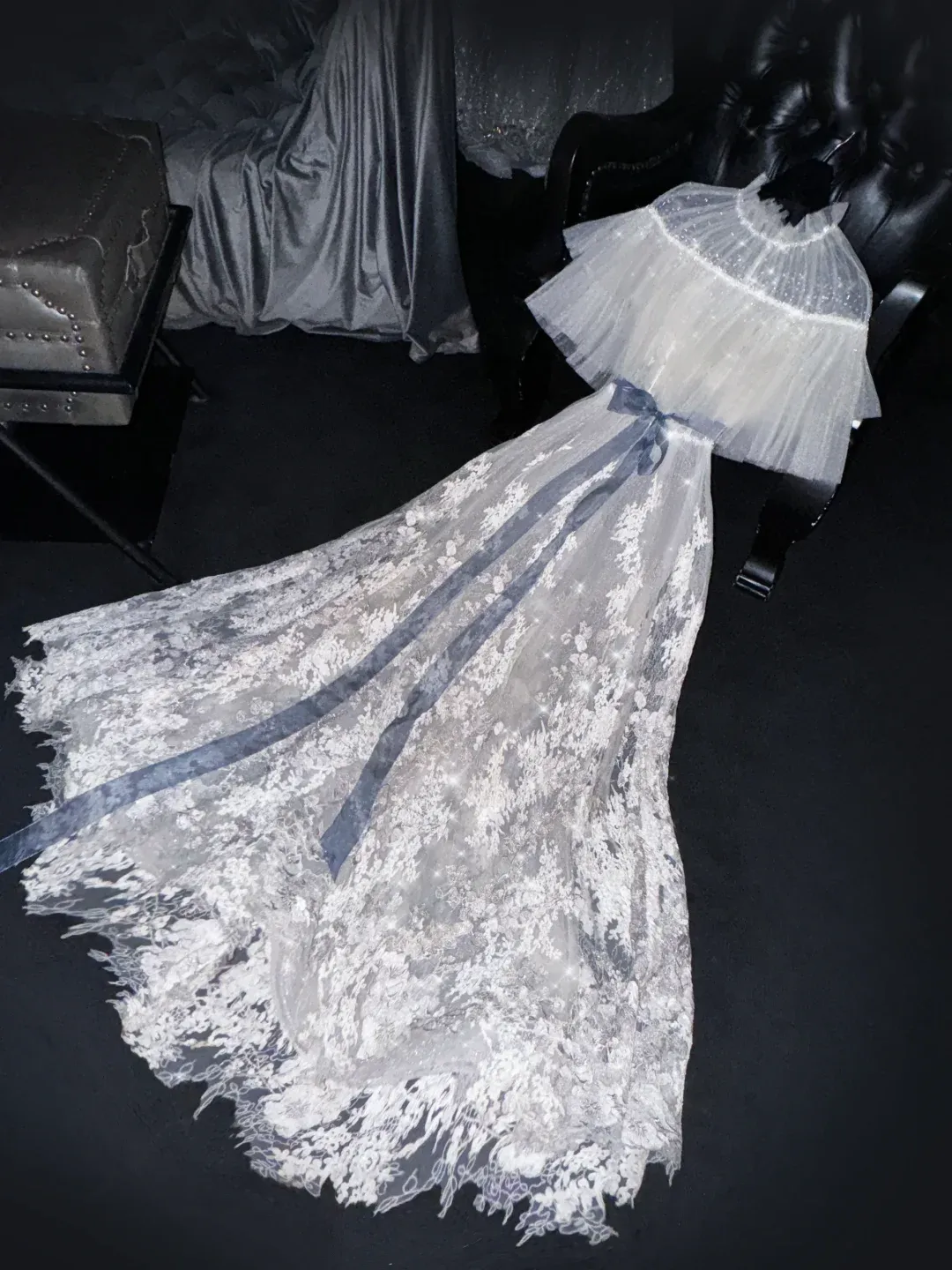Elegant White A-Line Lace Tulle Long Party Dress Evening Gown Birthday Outfits, DP5308