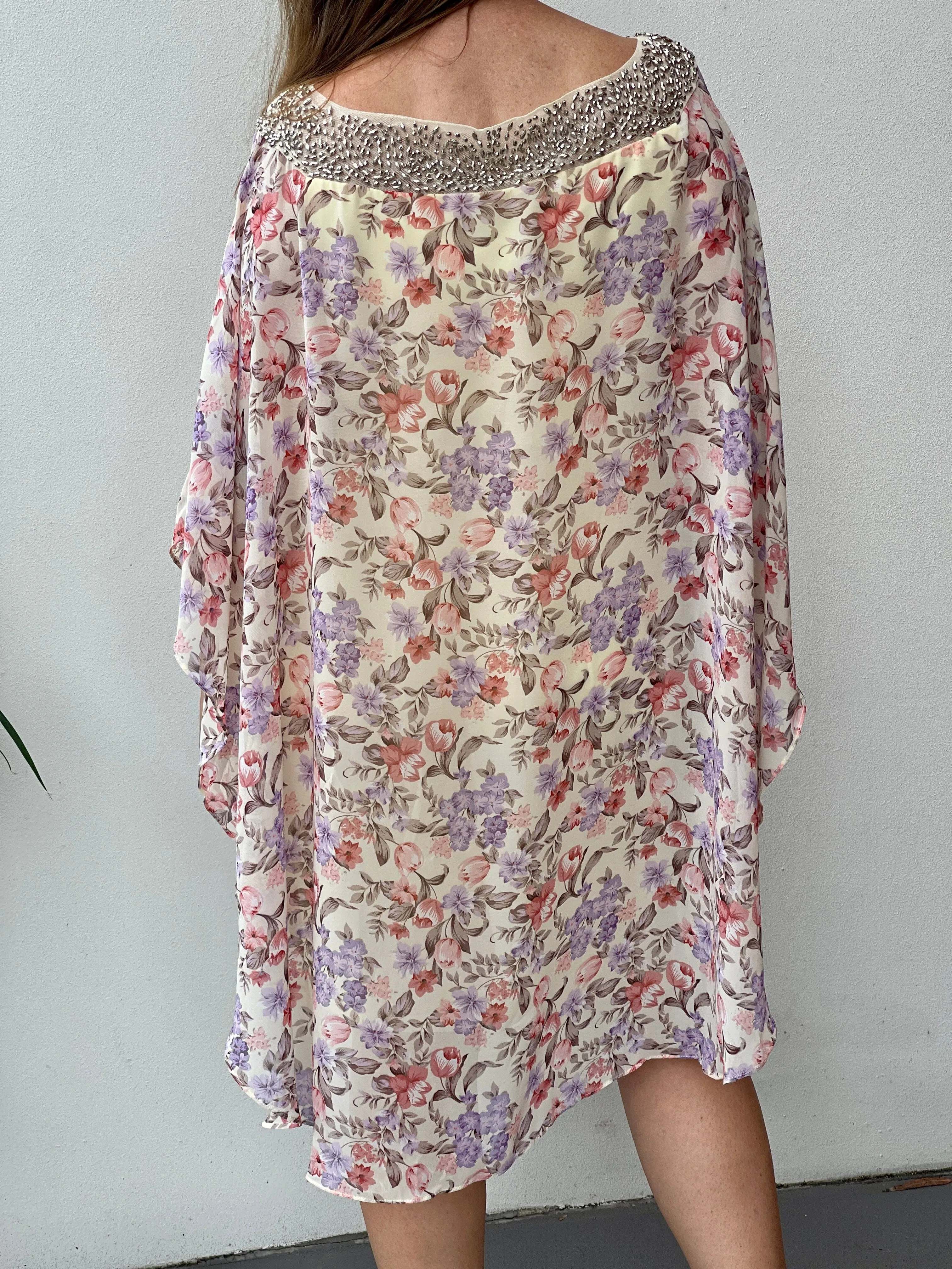 Elias Sand Floral Evening Dress
