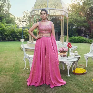 Embellished Pink Palazzo Set