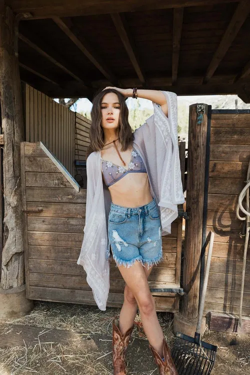 Embroidered Floral Kimonos w/ Sleeves.