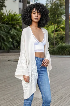 Embroidered Floral Vine Kimono – Elegant and Lightweight
