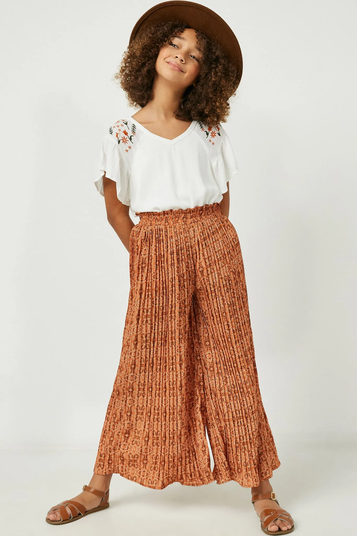 Embroidered Flutter Sleeve Top