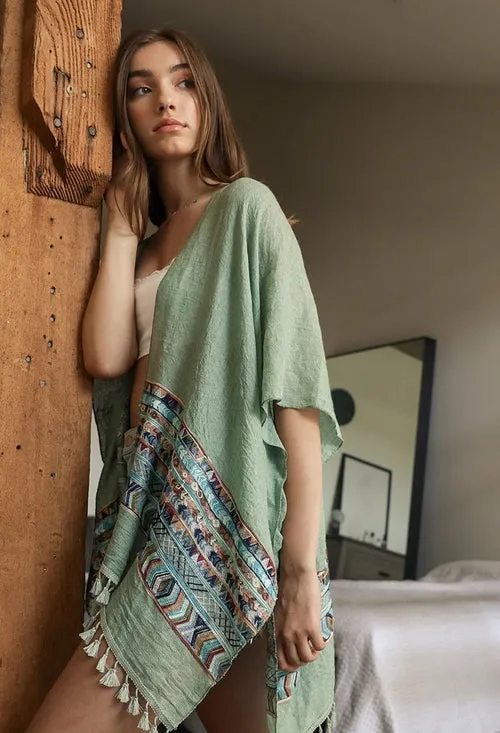 Embroidered Geometric Kimonos.