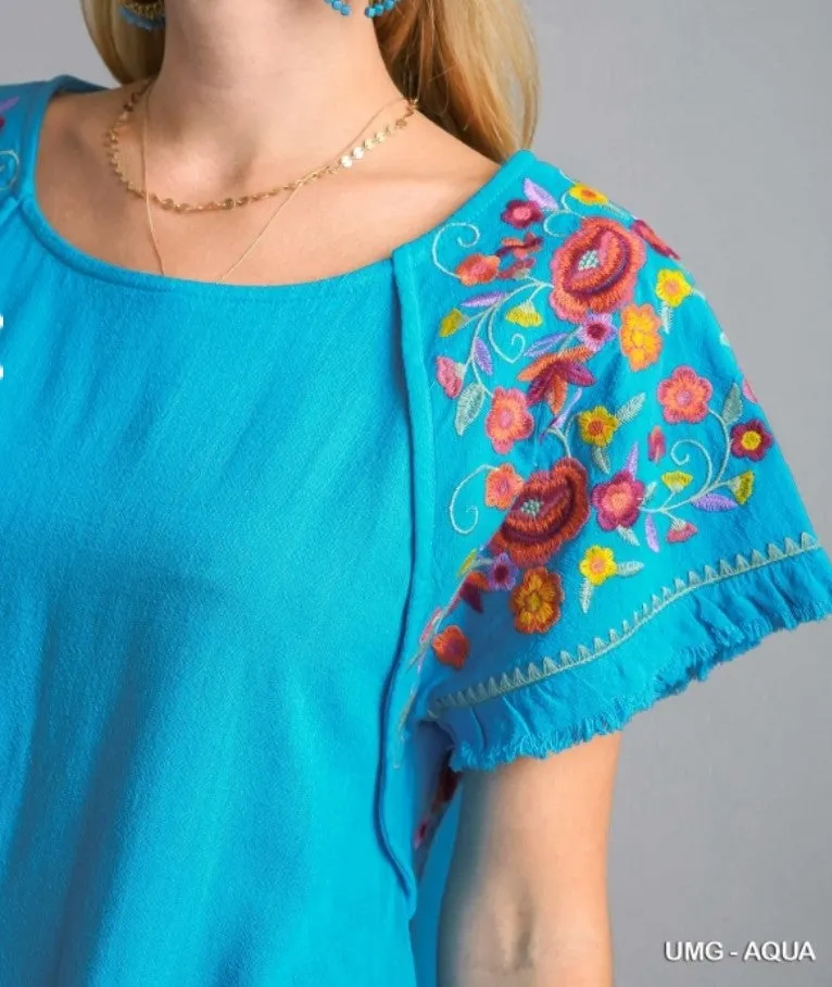 Embroidered Linen Top