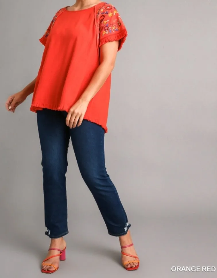 Embroidered Linen Top