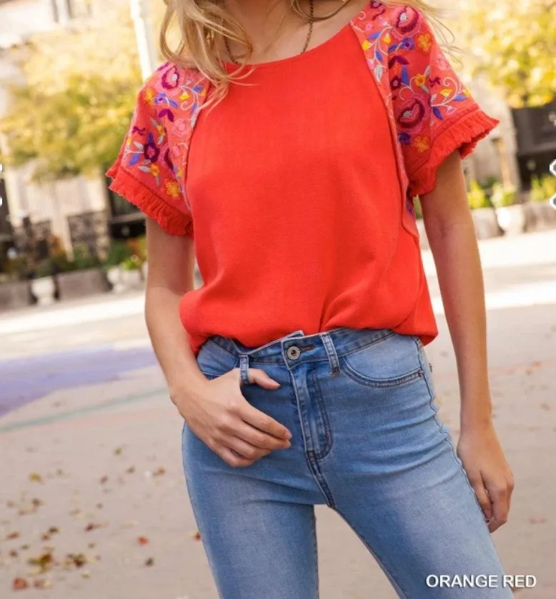 Embroidered Linen Top