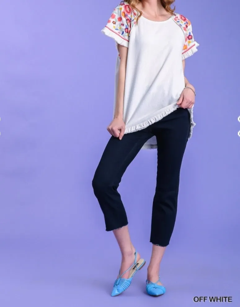 Embroidered Linen Top