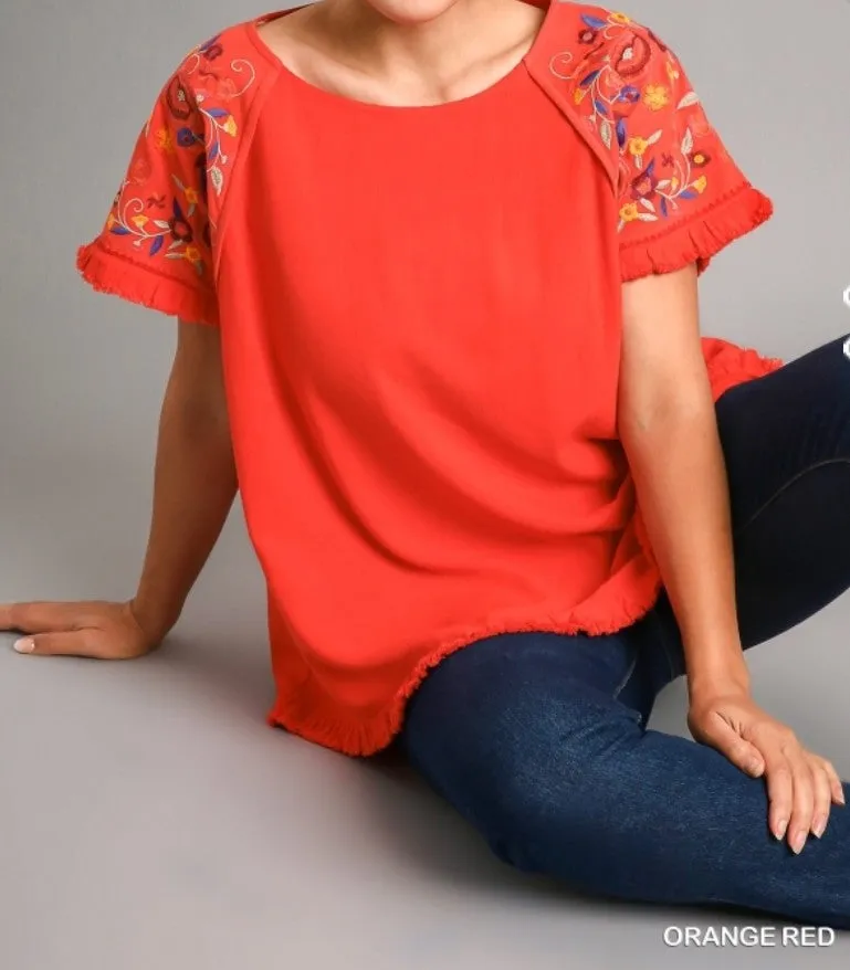 Embroidered Linen Top