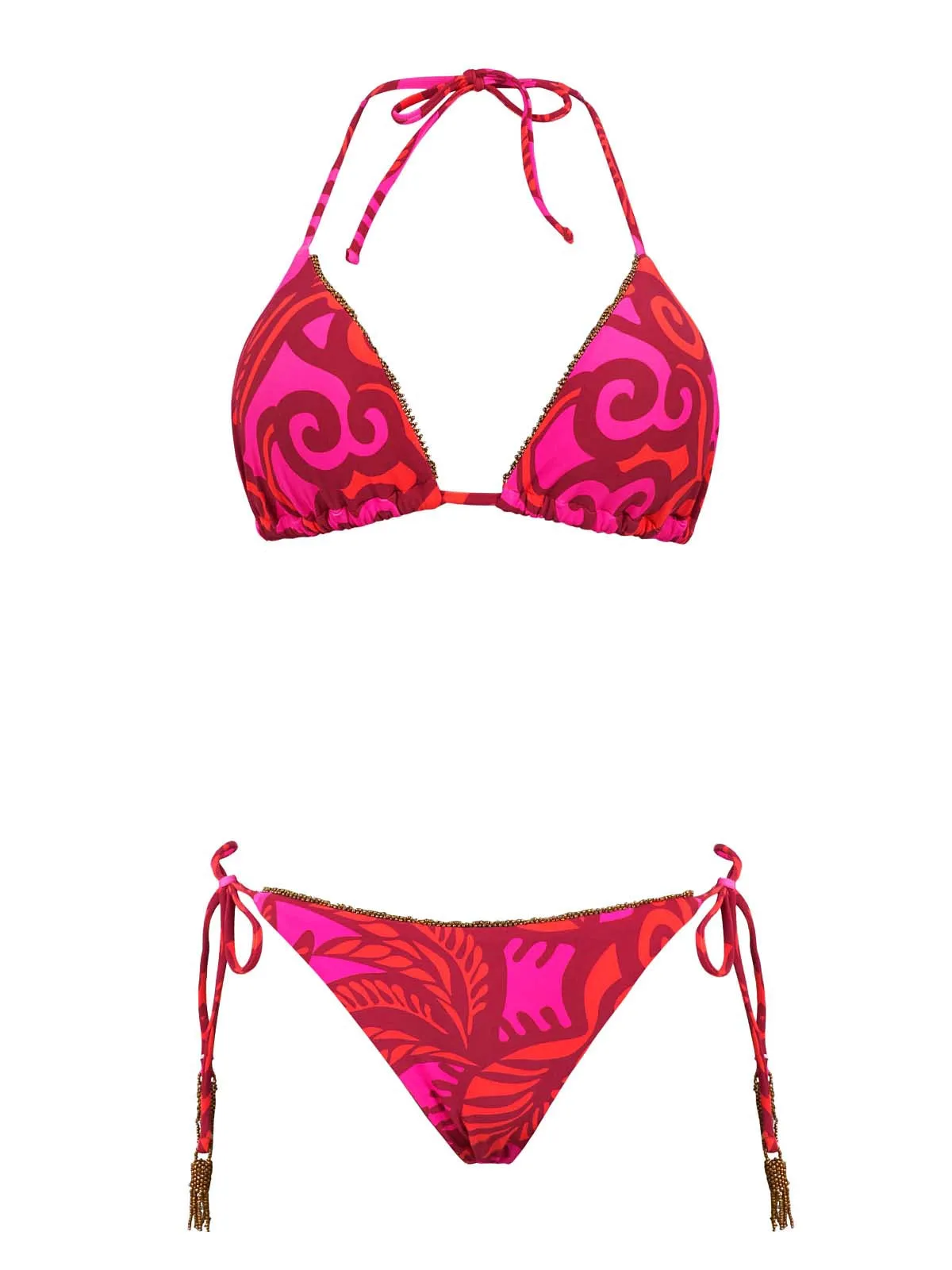 Embroidered Tri-Embroidered Tie Bikini ::RET
