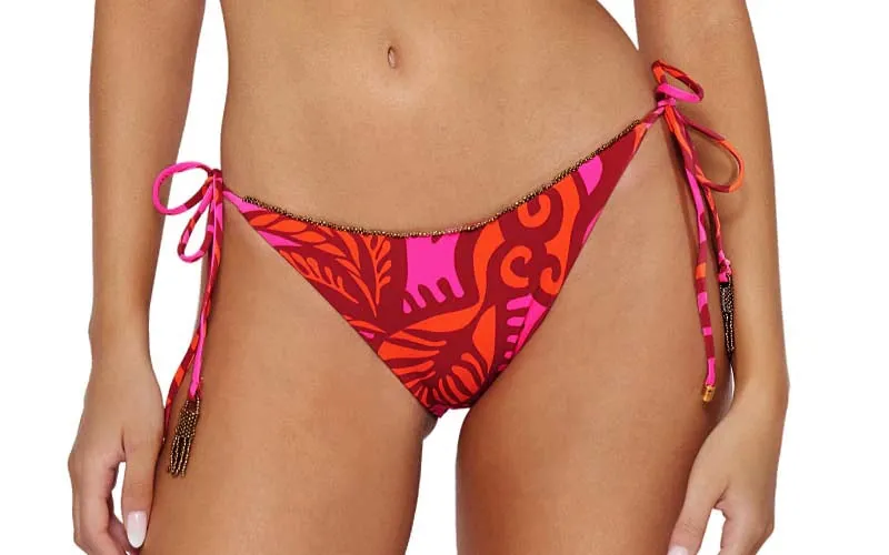 Embroidered Tri-Embroidered Tie Bikini ::RET