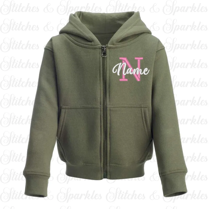 Embroidered Zip Up Hoodie Jacket - Initial & Name