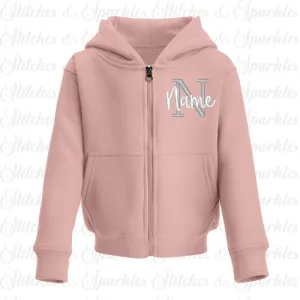 Embroidered Zip Up Hoodie Jacket - Initial & Name