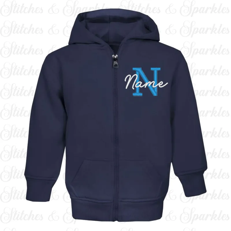 Embroidered Zip Up Hoodie Jacket - Initial & Name