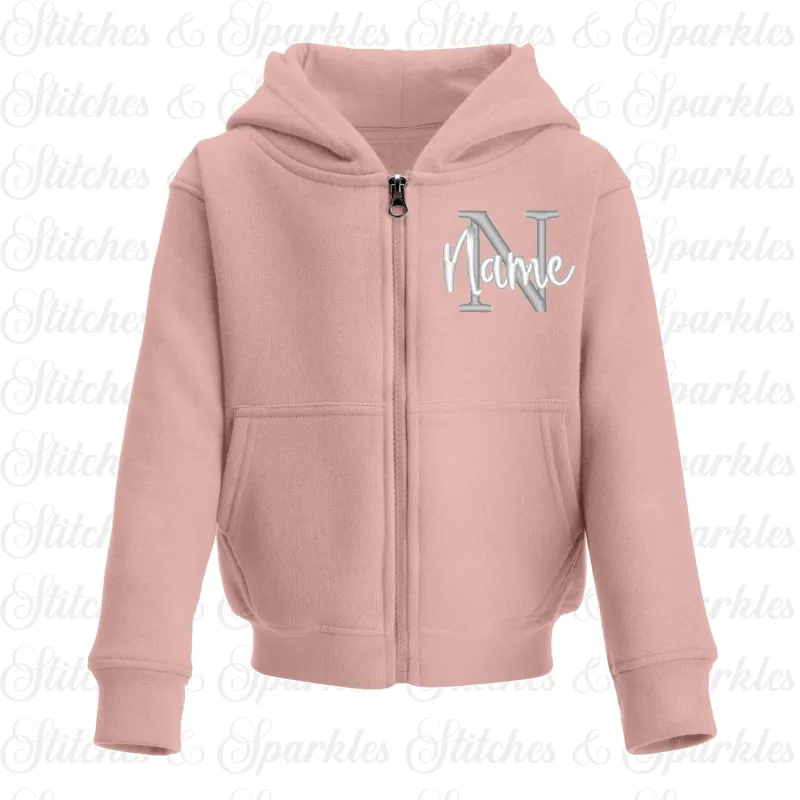 Embroidered Zip Up Hoodie Jacket - Initial & Name