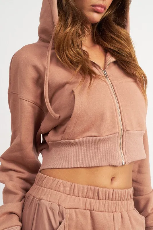 Emory Park CONTRASTED ZIP UP HOODIE