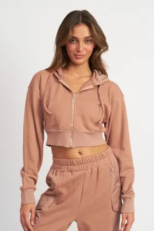 Emory Park CONTRASTED ZIP UP HOODIE