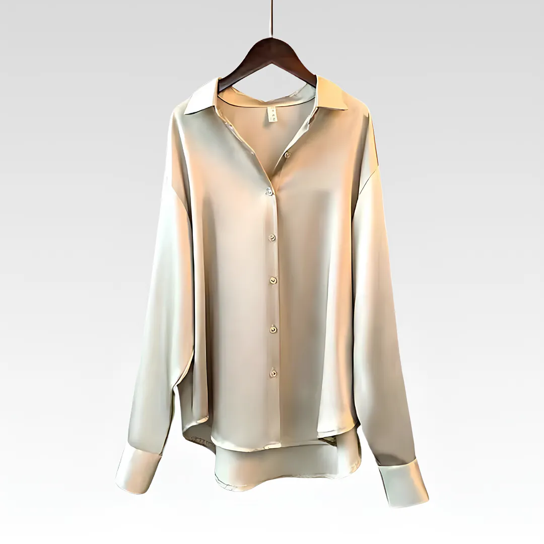 Evelyn Satin Button-Up Blouse