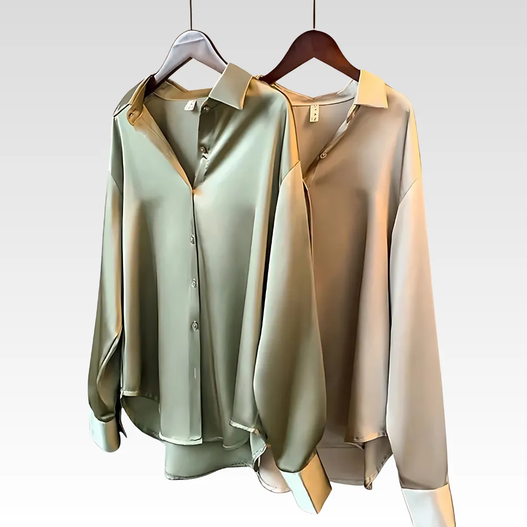 Evelyn Satin Button-Up Blouse