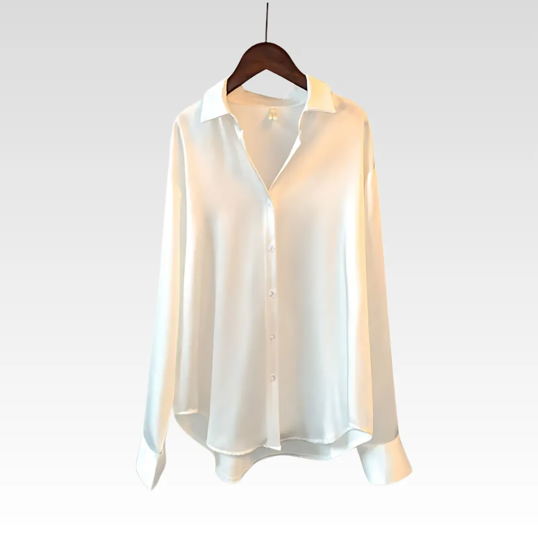Evelyn Satin Button-Up Blouse
