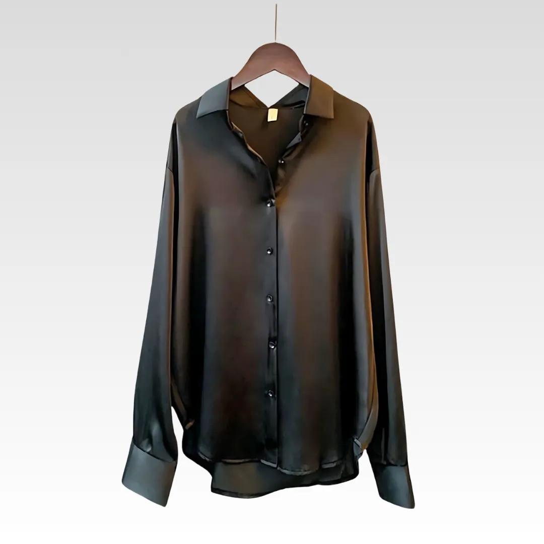 Evelyn Satin Button-Up Blouse