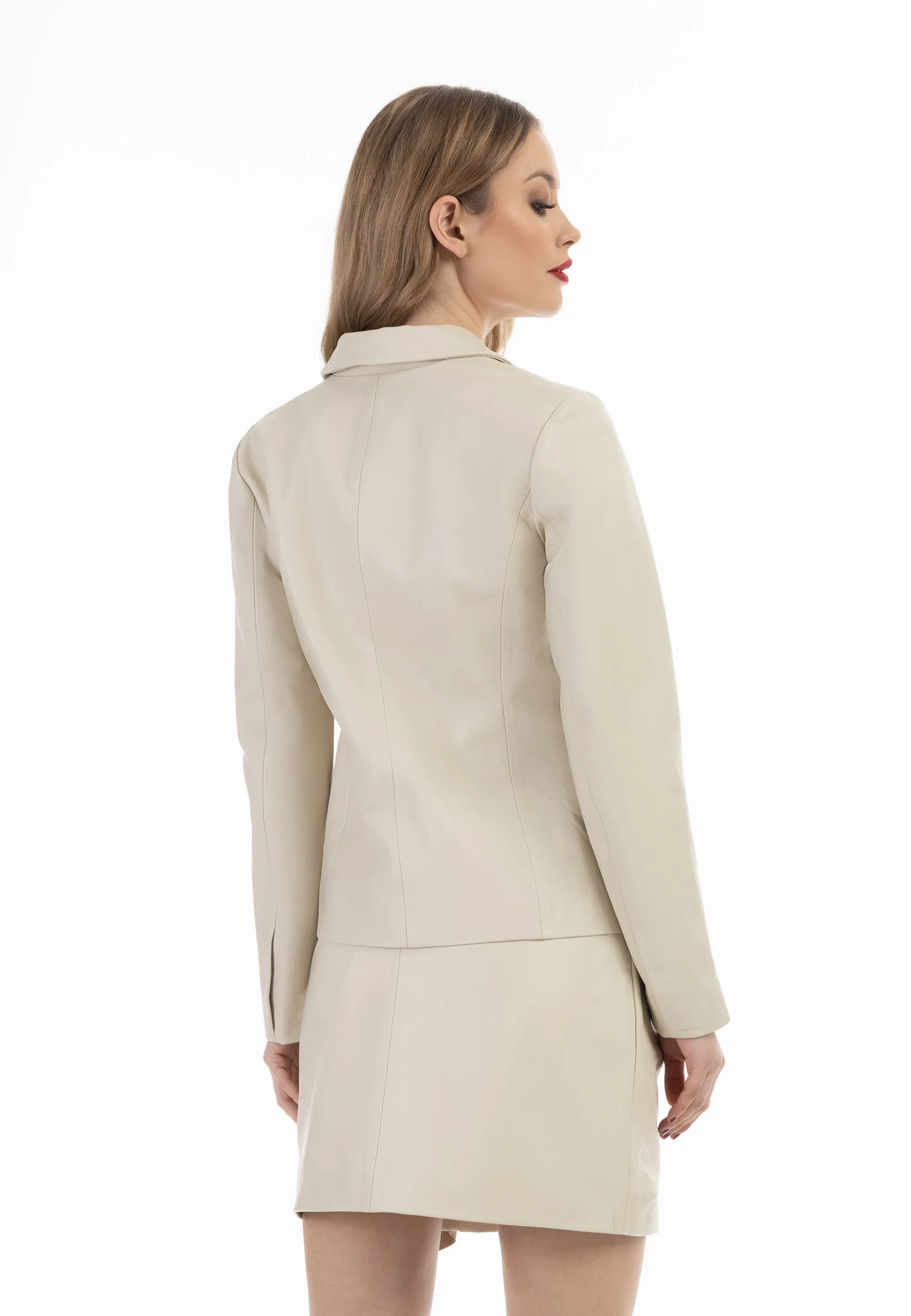 faina Women's Leather Blazer