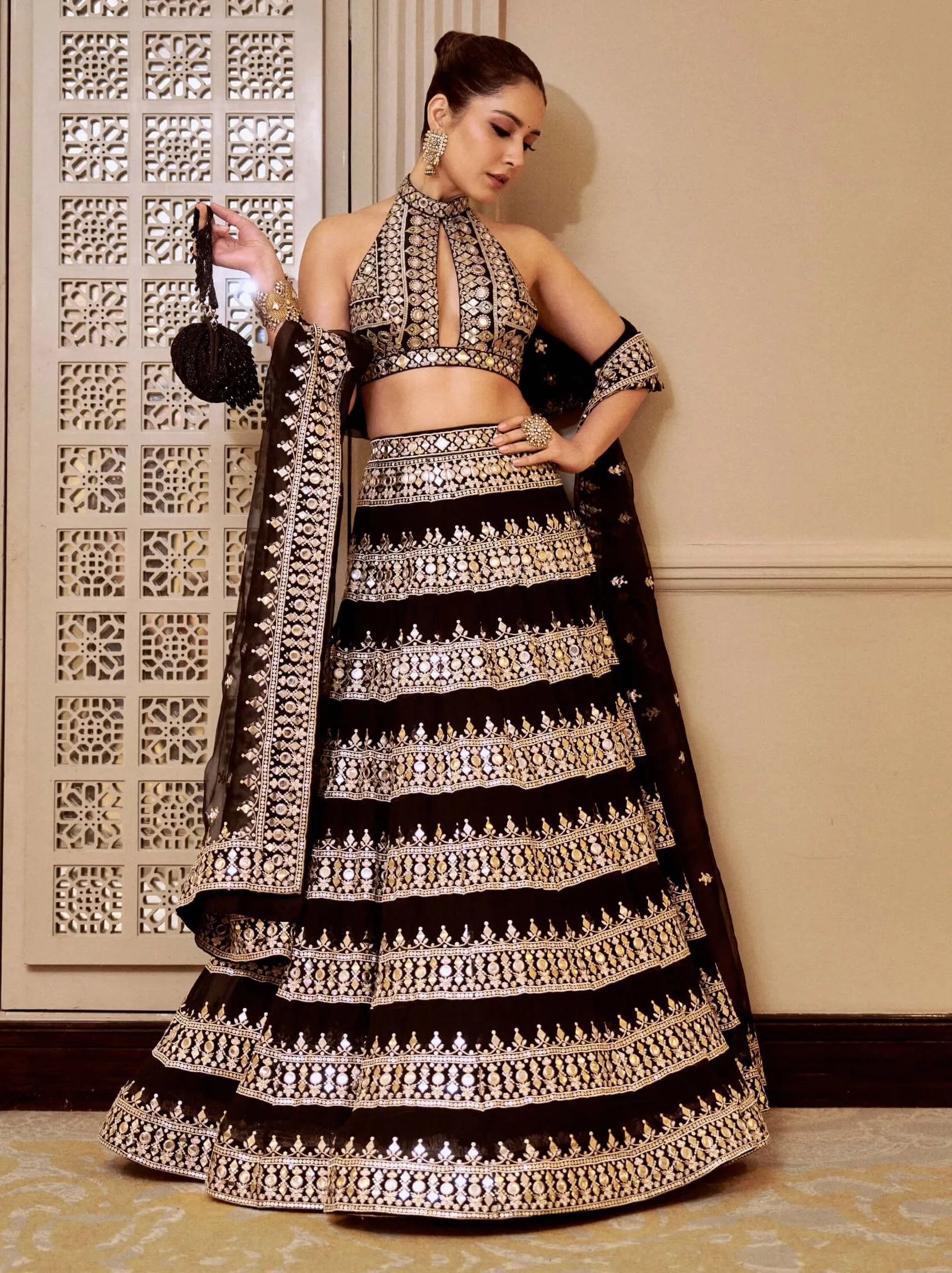 Farheen black lehenga set