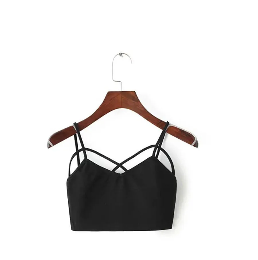 female strappy bra bralette sexy bustier crop top Stripe Grey cropped tops women Bandage Halter Tank Tops Camisole K