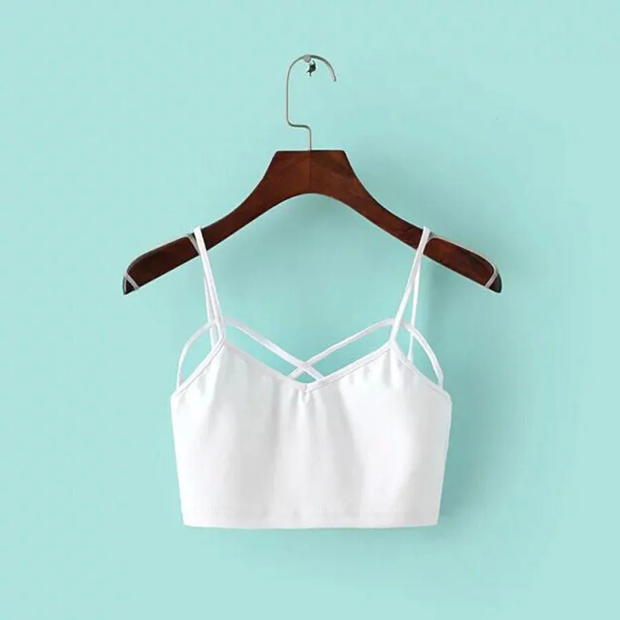 female strappy bra bralette sexy bustier crop top Stripe Grey cropped tops women Bandage Halter Tank Tops Camisole K