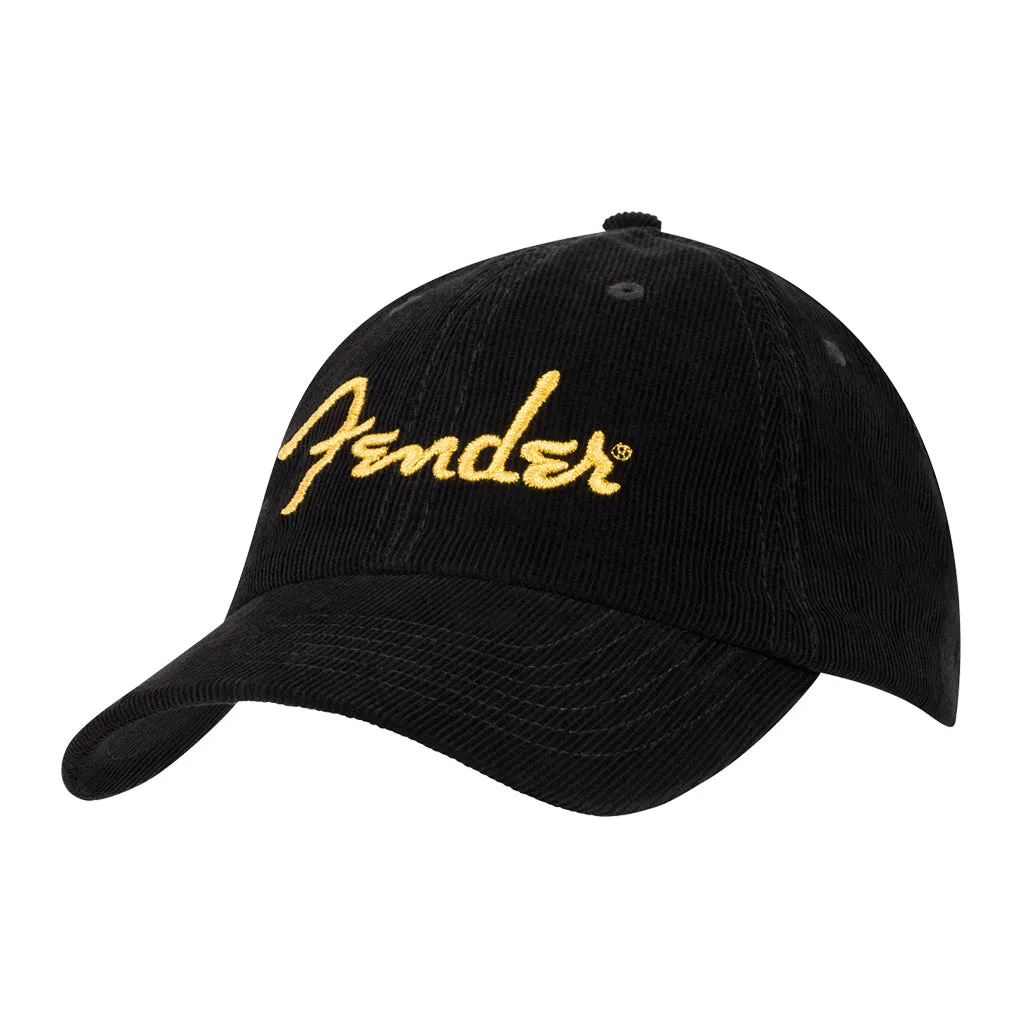 Fender Gold Spaghetti Logo Corduroy Baseball Hat