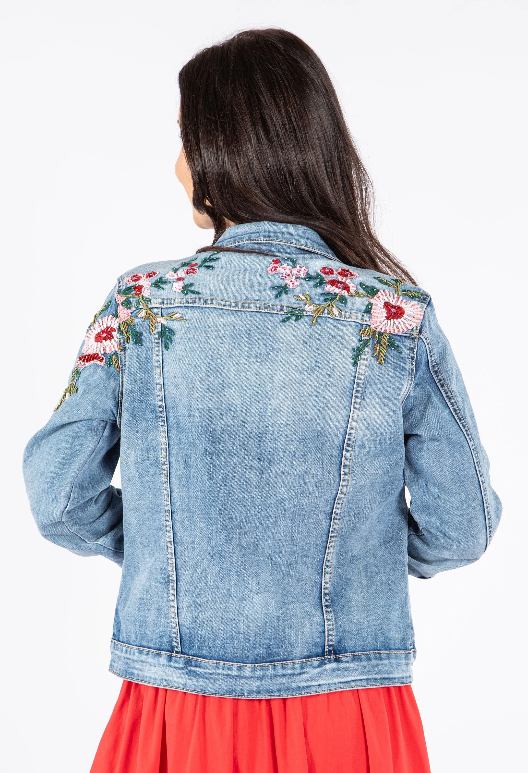 Floral Beaded Denim Jacket