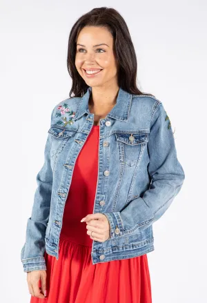 Floral Beaded Denim Jacket
