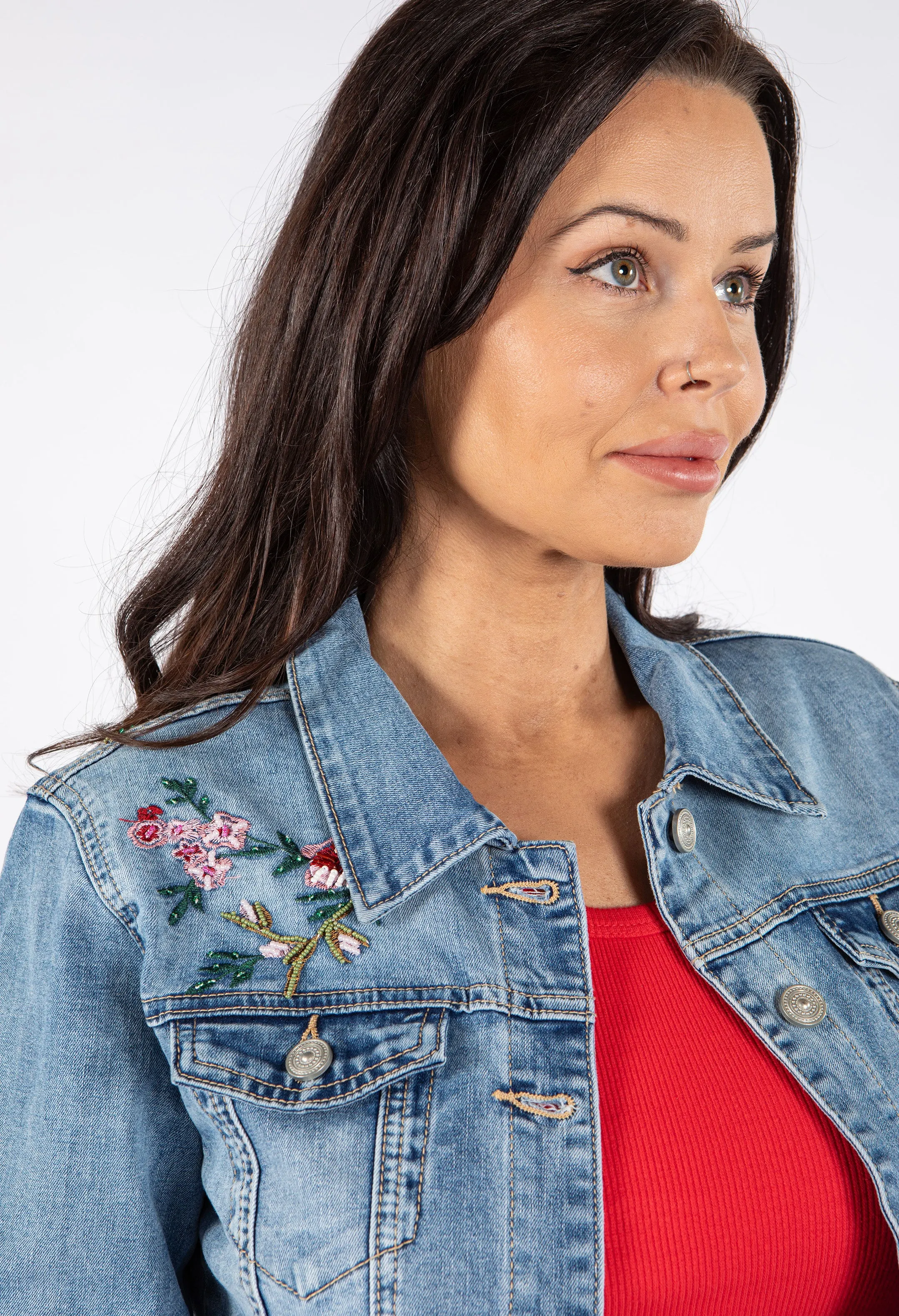 Floral Beaded Denim Jacket