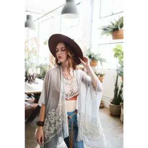 Floral Embroidered Stitch Kimono