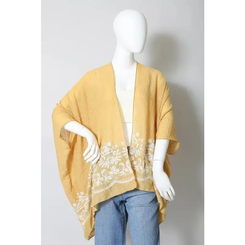 Floral Embroidered Stitch Kimono